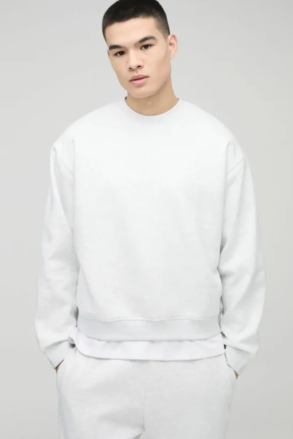 boohooMAN 330GSM Oversized Basic Boxy Sweatshirt | Basics - Elevated | Hoodies & Sweats