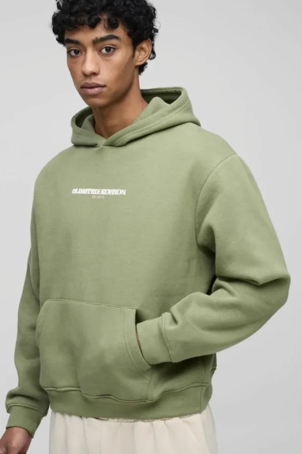 boohooMAN 330GSM Oversized Boxy High Build Print Limited Hoodie | Hoodies & Sweats