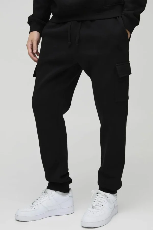 boohooMAN 330GSM Slim Fit Basic Cargo Jogger | Trousers | Joggers