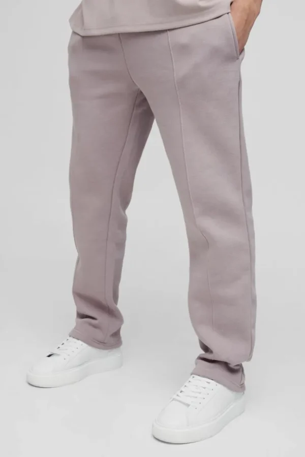 boohooMAN 330GSM Straight Leg Basic Jogger With Pintuck | Basics - Elevated