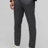 boohooMAN Half Elastic Waistband Stretch Tapered Tailored Trouser in | Going Out | Trousers