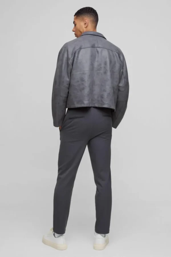 boohooMAN Half Elastic Waistband Stretch Tapered Tailored Trouser in | Going Out | Trousers