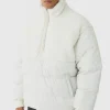 boohooMAN Half Zip Borg And Nylon Funnel Neck Puffer Jacket In | Man | Coats & Jackets