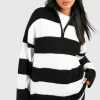 boohoo Half Zip Soft Knit Stripe Jumper | Women Shirts | Foundation