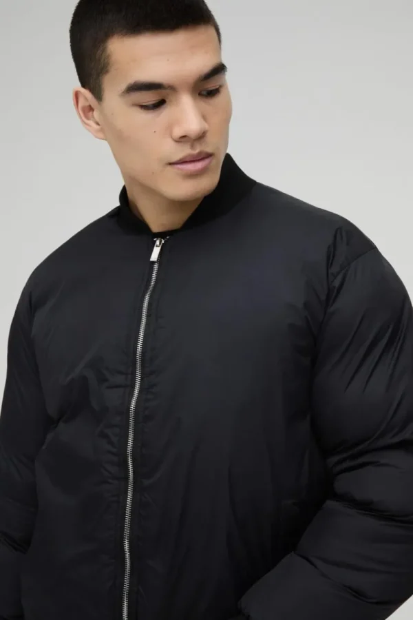 boohooMAN Heavy Padded Puffer Bomber Jacket In | Man | Coats & Jackets