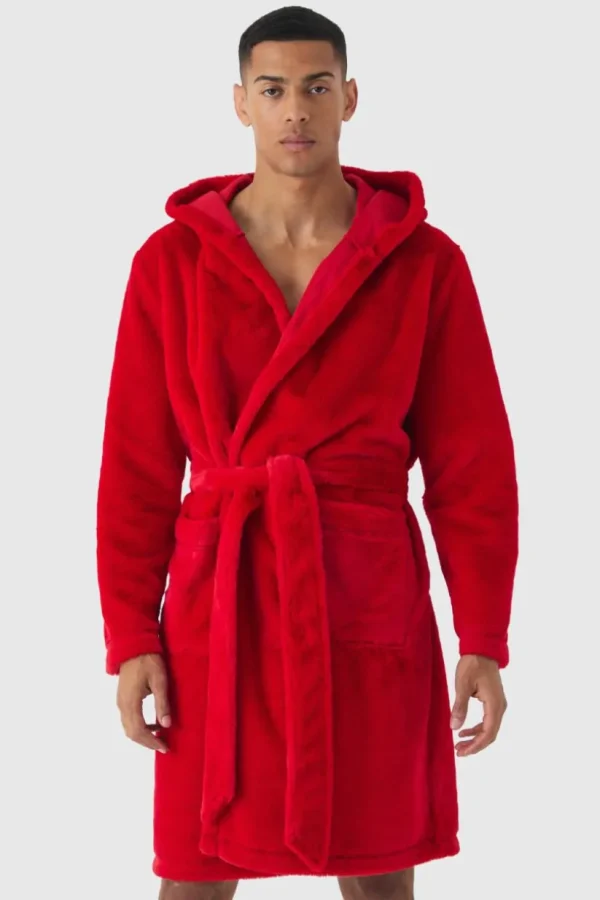 boohooMAN Heavyweight Hooded Fleece Robe | Loungewear