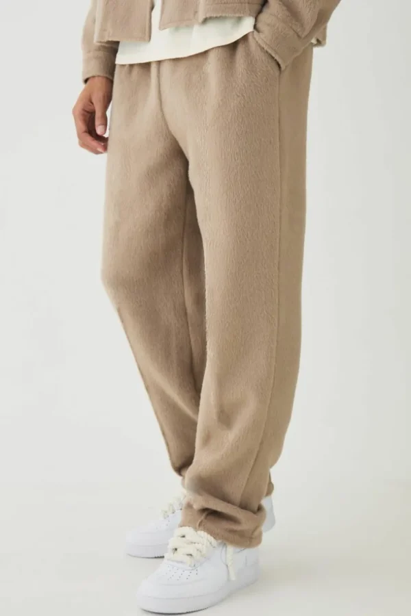 boohooMAN Heavyweight Tapered Brushed Trousers | Trousers | Sets & Coords