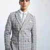 boohooMAN Herringbone Check Contrast Sleeve Panel Fitted Blazer | Suits & Tailoring | Suits & Tailoring