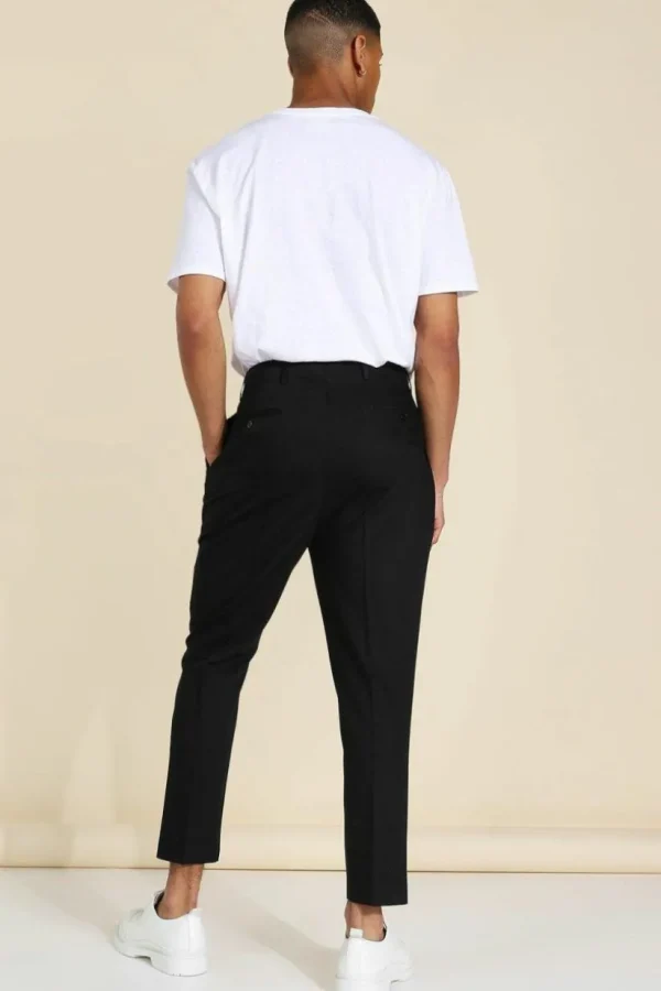 boohooMAN High Rise Tapered Crop Tailored Trouser | Going Out | Suits & Tailoring