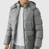 boohooMAN High Shine & Nylon Mid Length Puffer | Man | Coats & Jackets