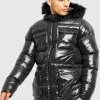 boohooMAN High Shine 4 Pocket Fur Trim Hood Parka | Man | Coats & Jackets