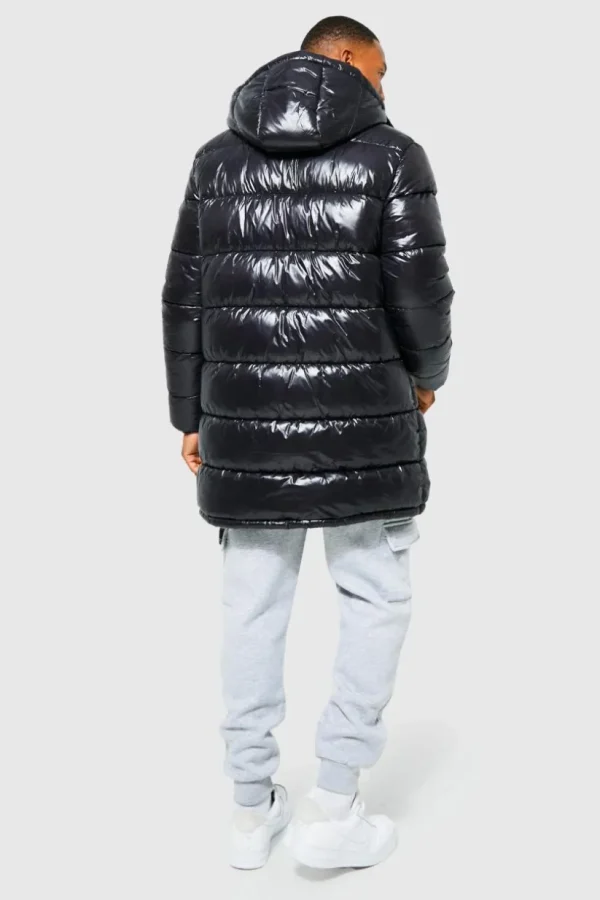 boohooMAN High Shine Hooded Longline Parka | Man | Coats & Jackets