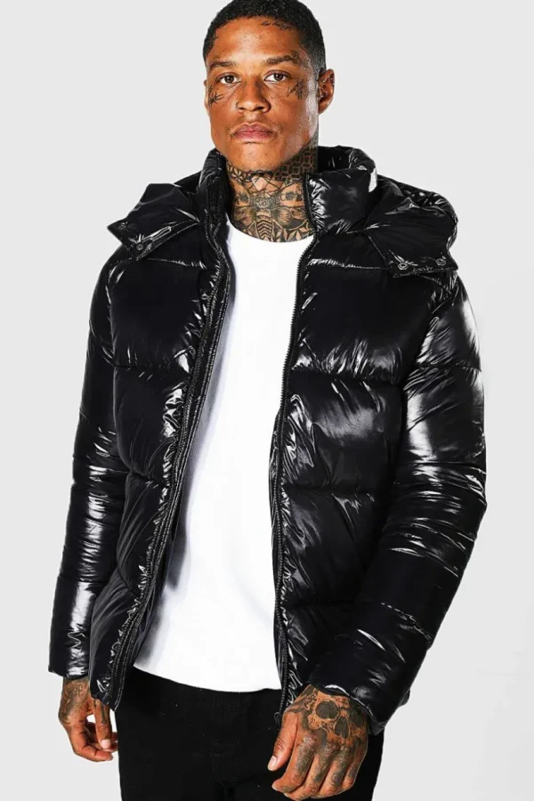 boohooMAN High Shine Puffer Jacket in | Man | Coats & Jackets