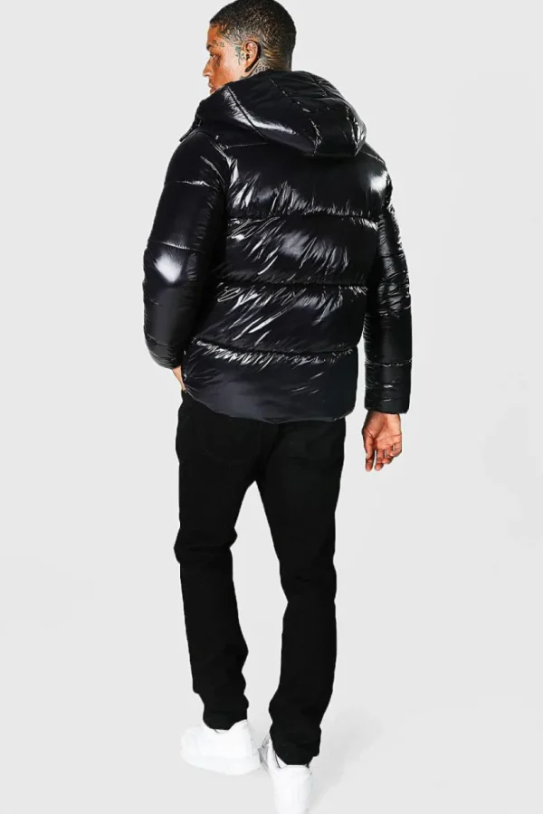 boohooMAN High Shine Puffer Jacket in | Man | Coats & Jackets