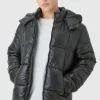 boohooMAN Hooded High Shine Puffer Jacket in | Man | Coats & Jackets