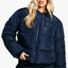 boohoo Hooded Short Puffer | Women Shirts | Foundation