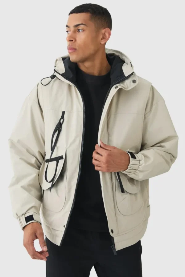 boohooMAN Hooded Utility Tech Parka In | Man | Coats & Jackets