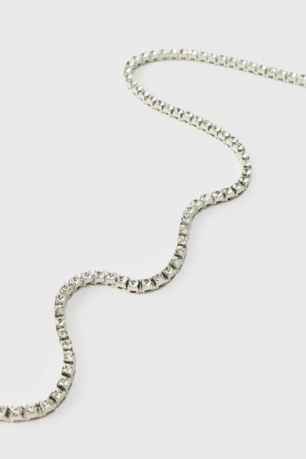 boohooMAN Iced Out Tennis Chain Necklace | Jewellery & Watches