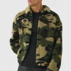 boohooMAN Jacquard Regular Fit Camo Borg Overshirt | Shirts | Going Out Shirts