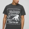 boohooMAN Johnny Cash Western License Washed T-Shirt | T-Shirts