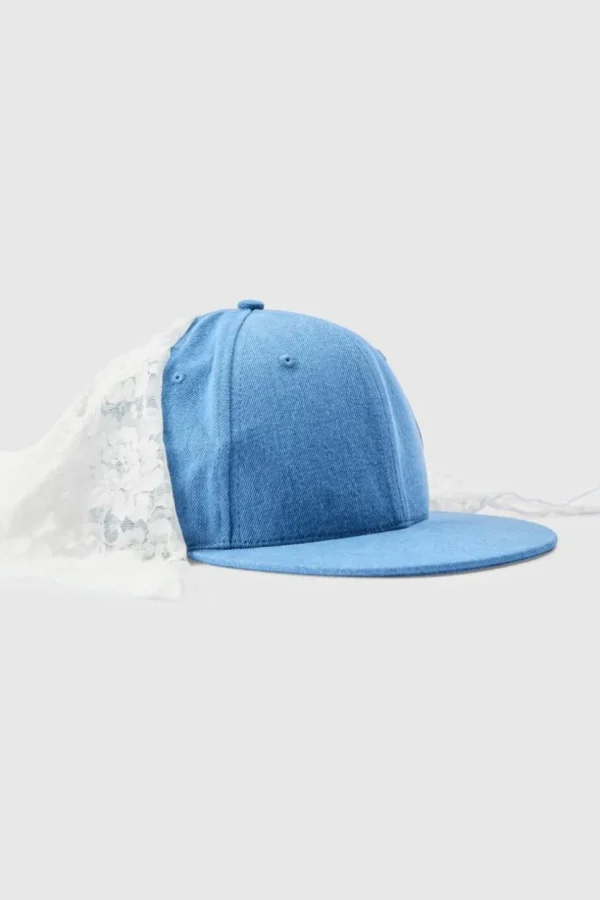 boohooMAN Lace Scarf Denim Snapback Cap | Hats & Caps