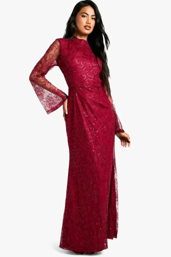 boohoo Lace Sequin Open Back Maxi Dress | Women Shirts | Foundation