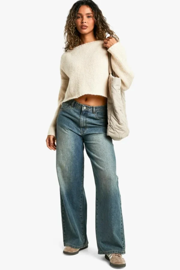 boohoo Ladder Stitch Back Detail Boxy Crop Jumper | Women Shirts | Foundation