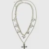 boohooMAN Layered Cross Necklace With Charms | Jewellery & Watches