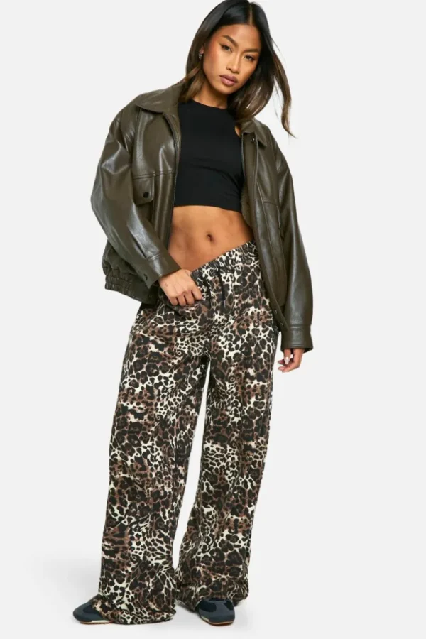 boohoo Print Elasticated Waist Wide Leg Jeans | Women Shirts | Foundation