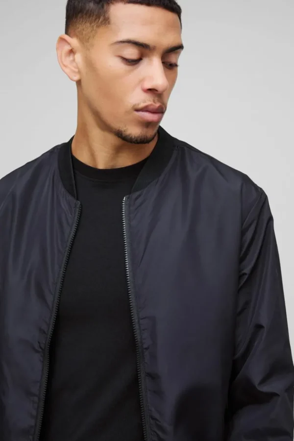 boohooMAN Lightweight Bomber Jacket in | Man | Coats & Jackets