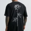 boohooMAN Line Drawn Rose Stem Print T-shirt | Going Out Tops | Going Out