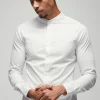 boohooMAN Long Sleeve Grandad Collar Stretch Fit Shirt | Going Out | Shirts