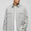 boohooMAN Long Sleeve Lightweight Oversized Overshirt | Going Out Tops | Going Out