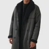 boohooMAN Longline Double Breasted Borg Overcoat In | Man | Coats & Jackets