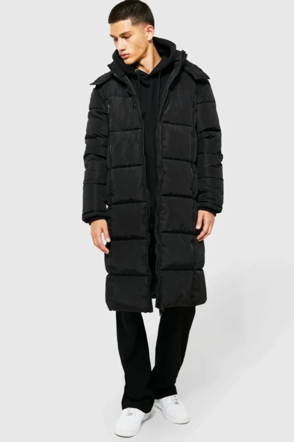 boohooMAN Longline Duvet Puffer in | Man | Coats & Jackets