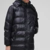 boohooMAN Longline High Shine Hooded Puffer Jacket in | Man | Coats & Jackets