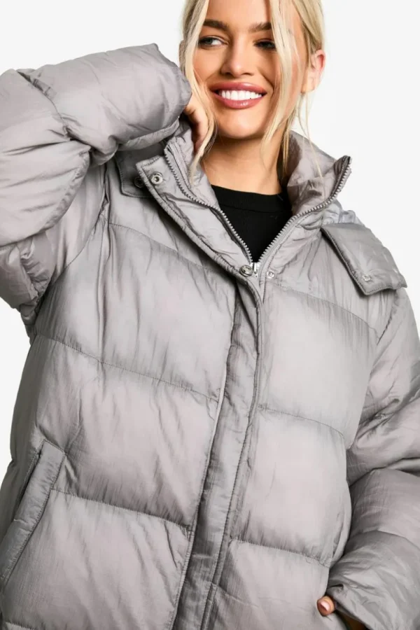 boohoo Longline Hooded Puffer | Women Shirts | Foundation