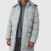 boohooMAN Longline Hooded Puffer Coat In Grey | Man | Coats & Jackets