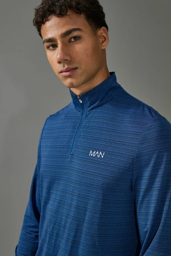 boohooMAN Man Active Engineered Performance 1/4 Zip | Gym T-Shirts & Vests