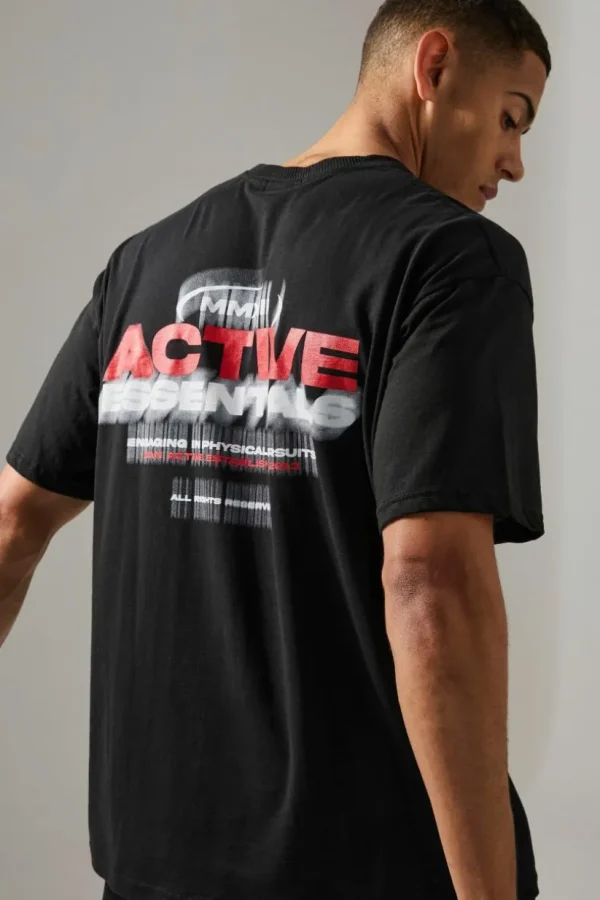 boohooMAN Man Active Essentials Blurred Oversized T-shirt | Gym T-Shirts & Vests | Gym Clothes