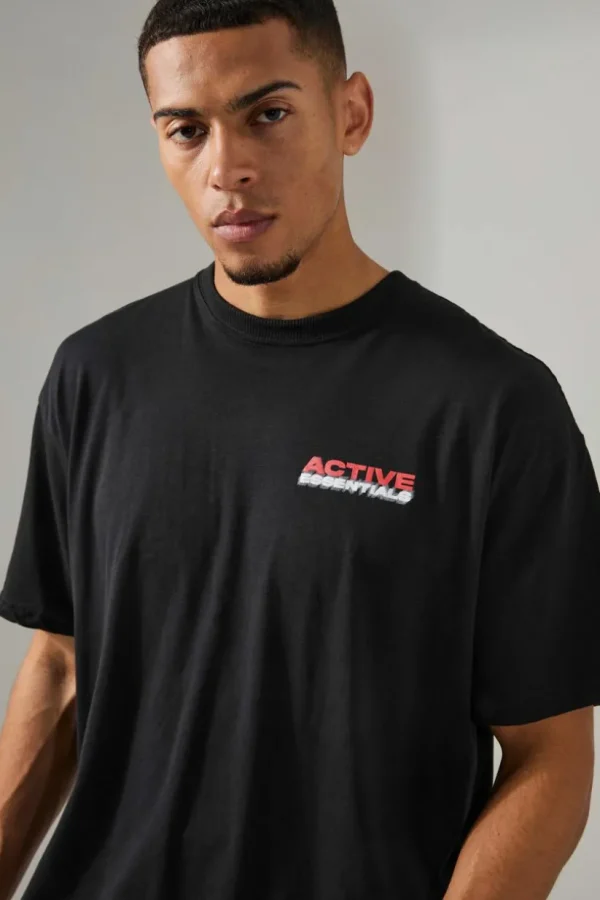 boohooMAN Man Active Essentials Blurred Oversized T-shirt | Gym T-Shirts & Vests | Gym Clothes