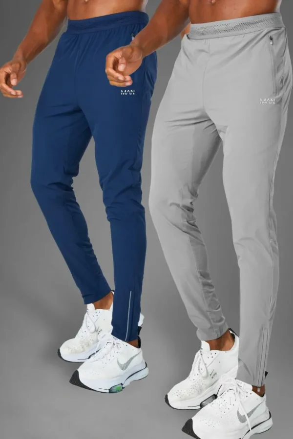 boohooMAN Man Active Gym 2 Pack Lightweight Tapered Jogger | Gym Essentials | Gym Joggers