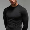 boohooMAN Man Active Long Sleeved High Neck Base Layer | Gym T-Shirts & Vests | Gym Clothes