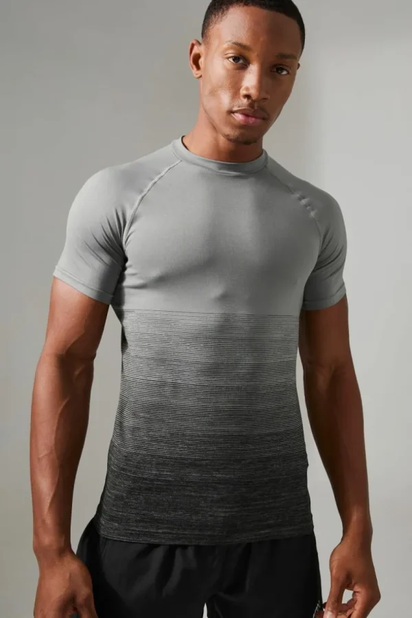 boohooMAN Man Active Ombre Seamless Muscle Fit T-shirt | Gym T-Shirts & Vests | Gym Clothes