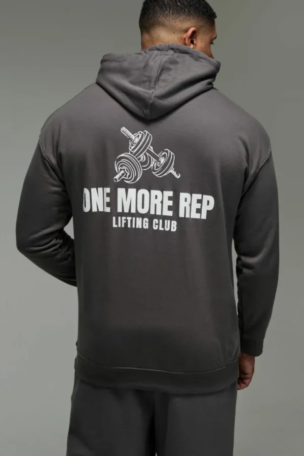 boohooMAN Man Active One More Rep Oversized Hoodie | Gym Hoodies | Gym Clothes