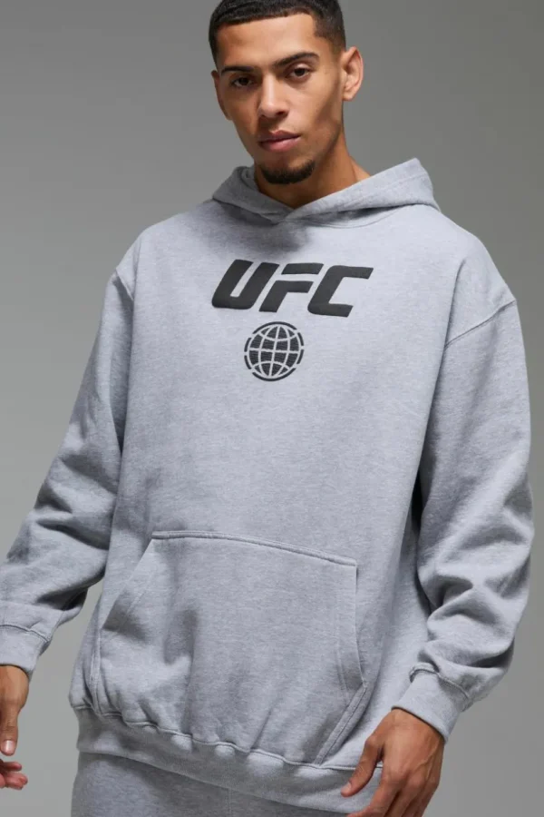 boohooMAN Man Active Oversized UFC Puff Print License Hoodie | Gym Hoodies | Gym Clothes