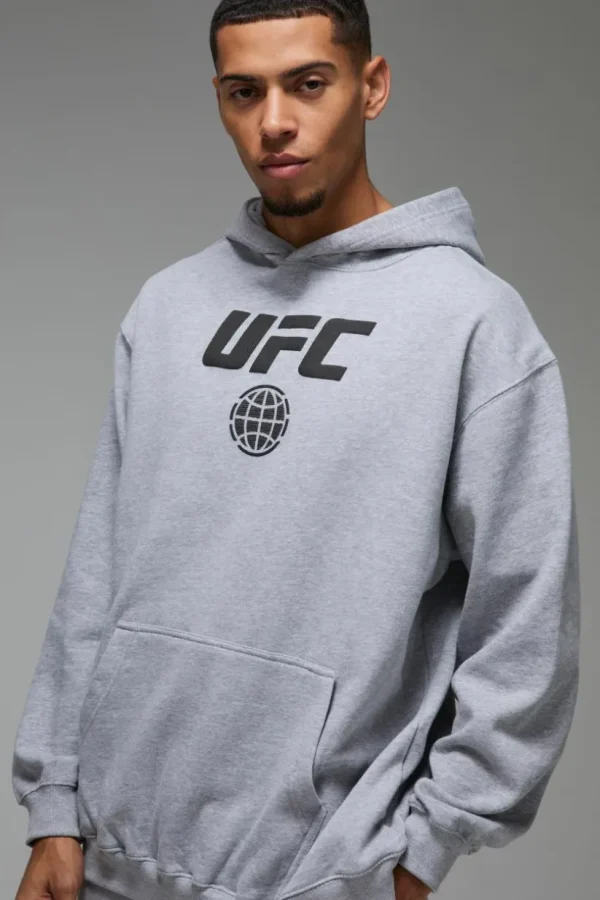 boohooMAN Man Active Oversized UFC Puff Print License Hoodie | Gym Hoodies | Gym Clothes