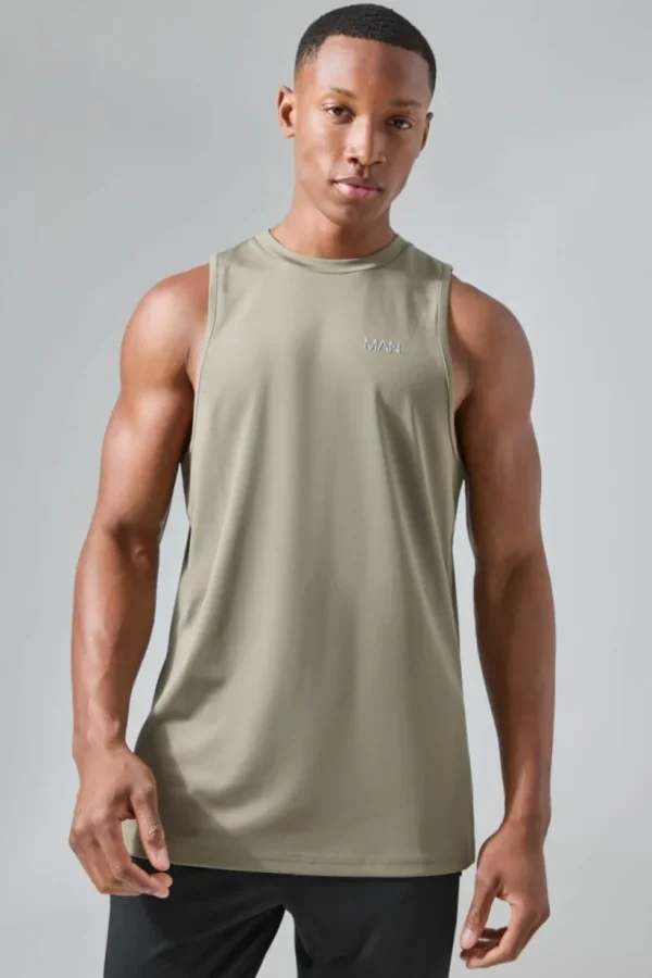 boohooMAN Man Active Performance Reg Fit Tank | Gym T-Shirts & Vests | Gym Clothes