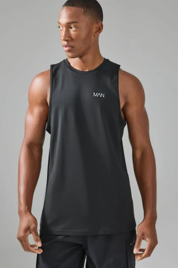 boohooMAN Man Active Performance Regular Fit Tank | Gym T-Shirts & Vests | Gym Clothes