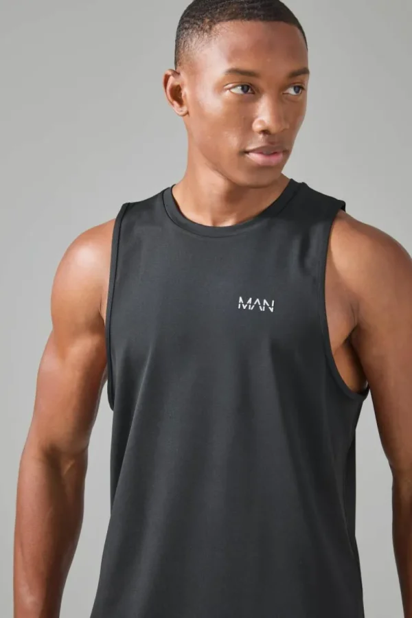 boohooMAN Man Active Performance Regular Fit Tank | Gym T-Shirts & Vests | Gym Clothes